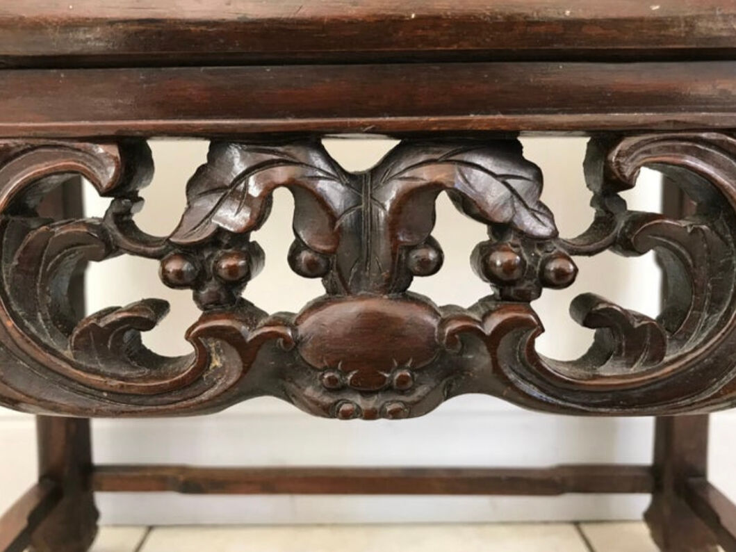 Side table in iron wood and marble from China Circa 1900