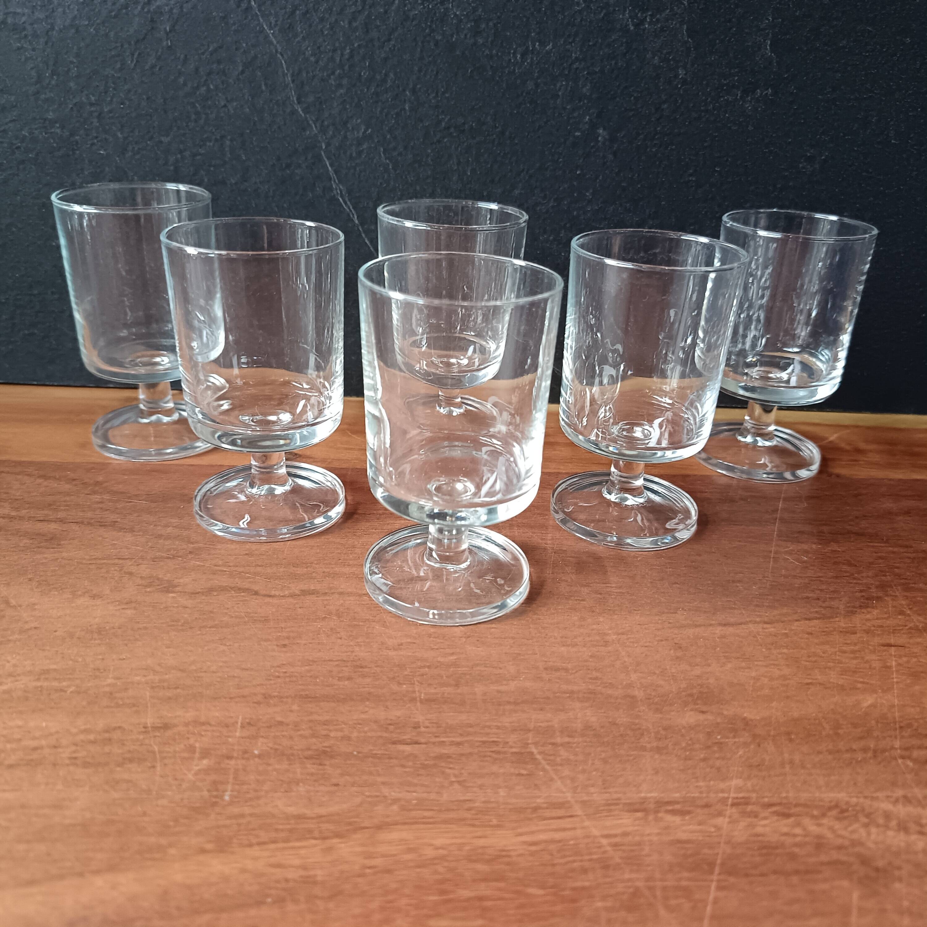 6 cavalier glasses 11 cl luminarc "sweden" model transparent vintage france