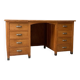 Bureau Vintage en Chêne avec 8 Tiroirs