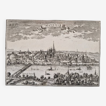 17th century copper engraving "Mainz" By Sébastien de Pontault de Beaulieu (1612-1674)