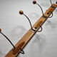Wall coat rack "bistrot" in metal and wood 1900, 4 hooks