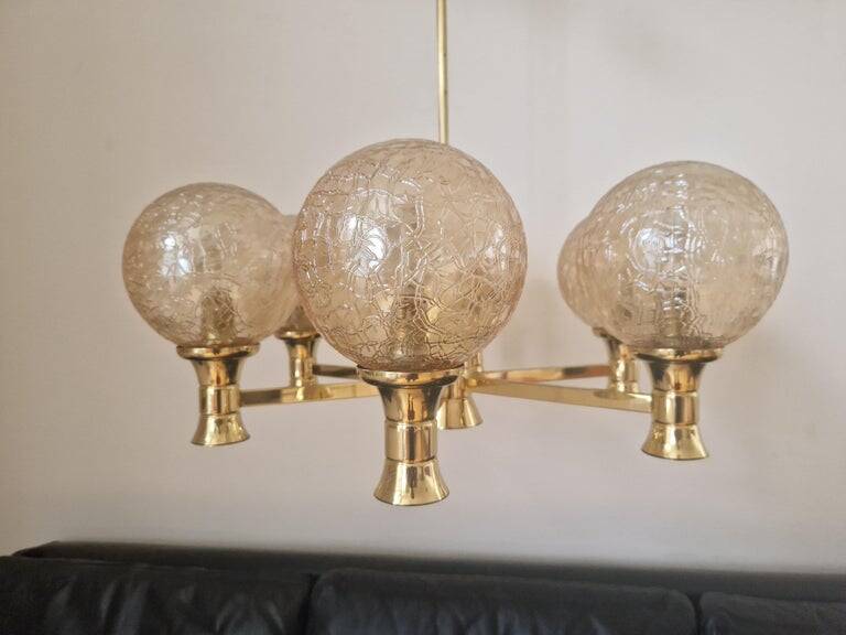 Mid-Century Brass Sputnik Chandelier, Germany, 1970s
