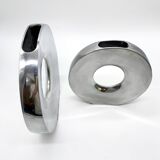 Pair of “donut” vases / cast aluminum – 1970s Italy