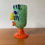 Vase face glassware polichrome