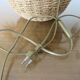 Ball lamp in rope, rattan, ceramic and brass 70s
