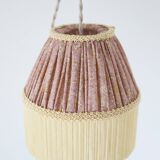 Small floral portable lamp with fringed finish