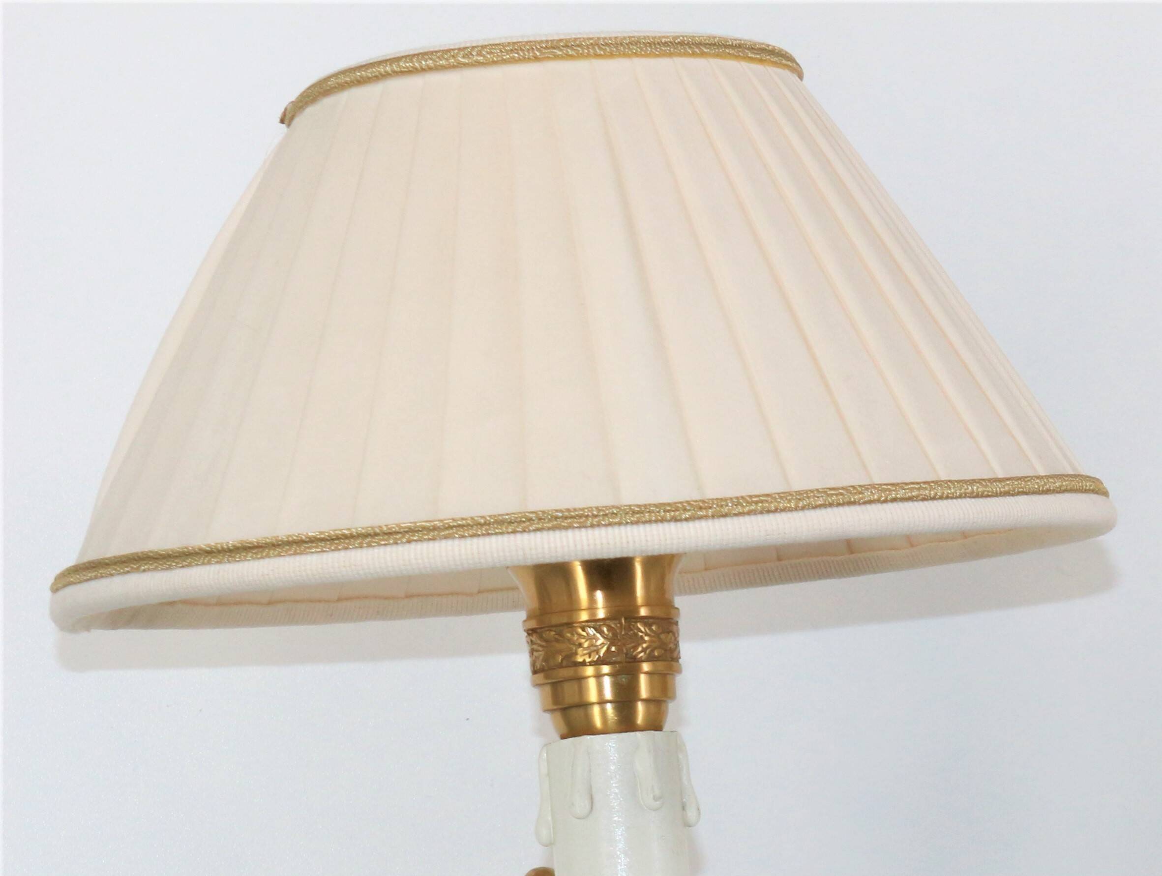 Pair of Twisted Gilt Bronze Wall Lamp & Pleated Lampshade