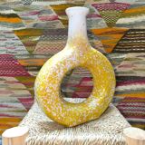 Vase Tamegroute Jaune trou central, Céramique Maroc, Décoration intérieure
