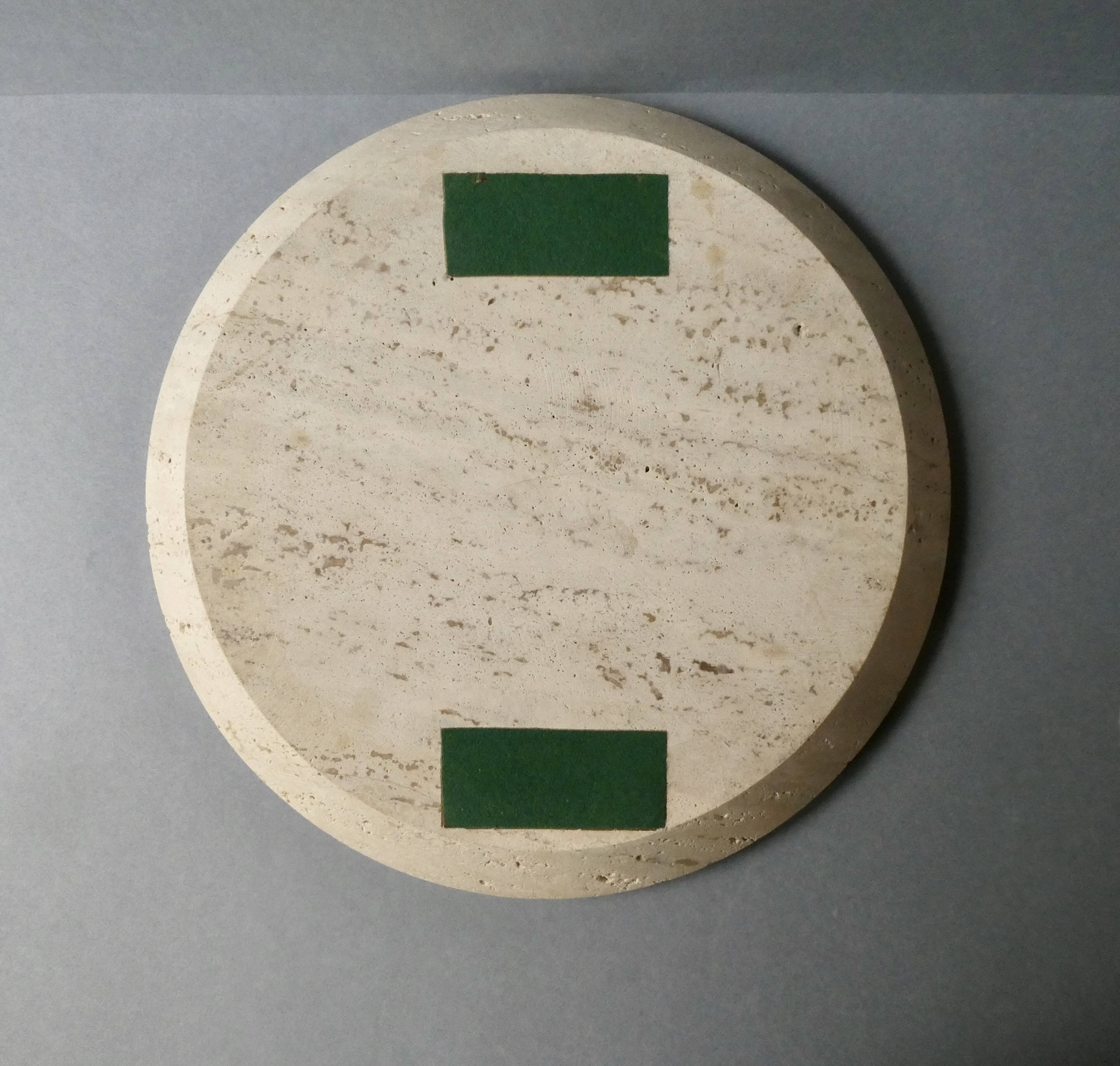 Large cup and its sphere, in travertine, 1970s