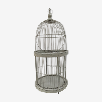 Cage à oiseaux vintage en bois H67cm