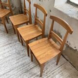 4 golden oak chairs