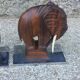 Pair of Art Deco elephant bookends in rosewood with chrome base.