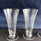 Set of 4 engraved glass champagne flutes