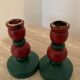 Duo of vintage Swedish wooden candle holders