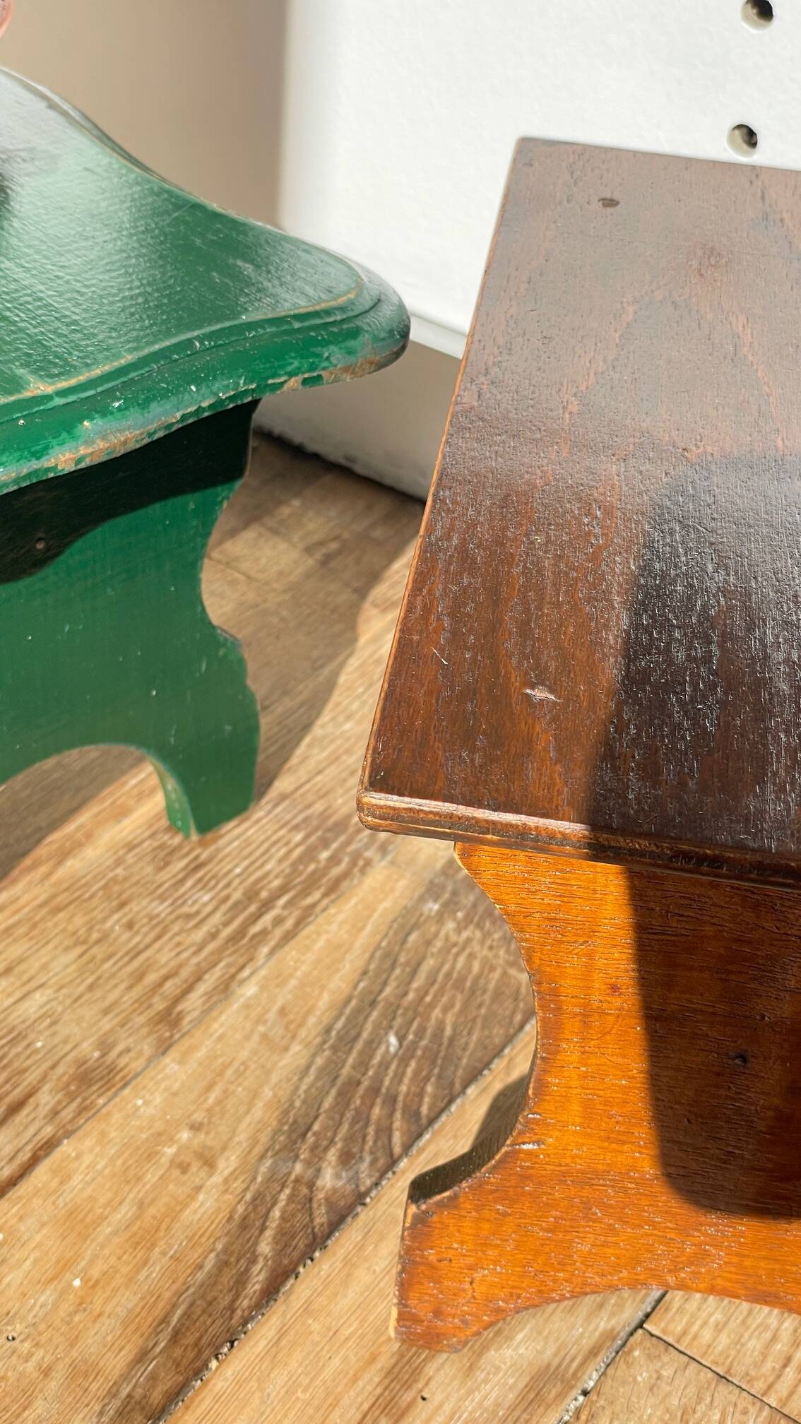 2 vintage wooden bar stools