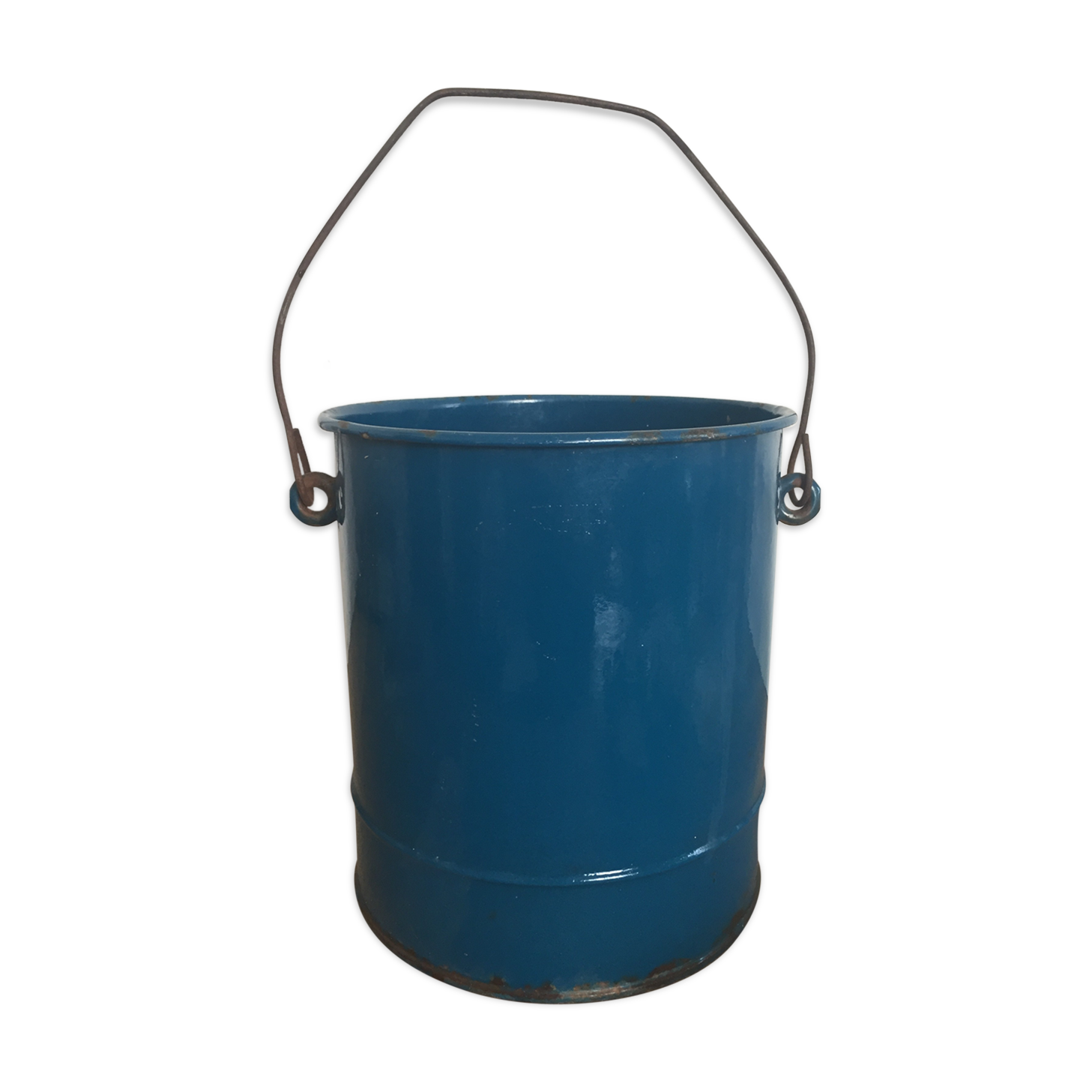 Blue enamelled bucket