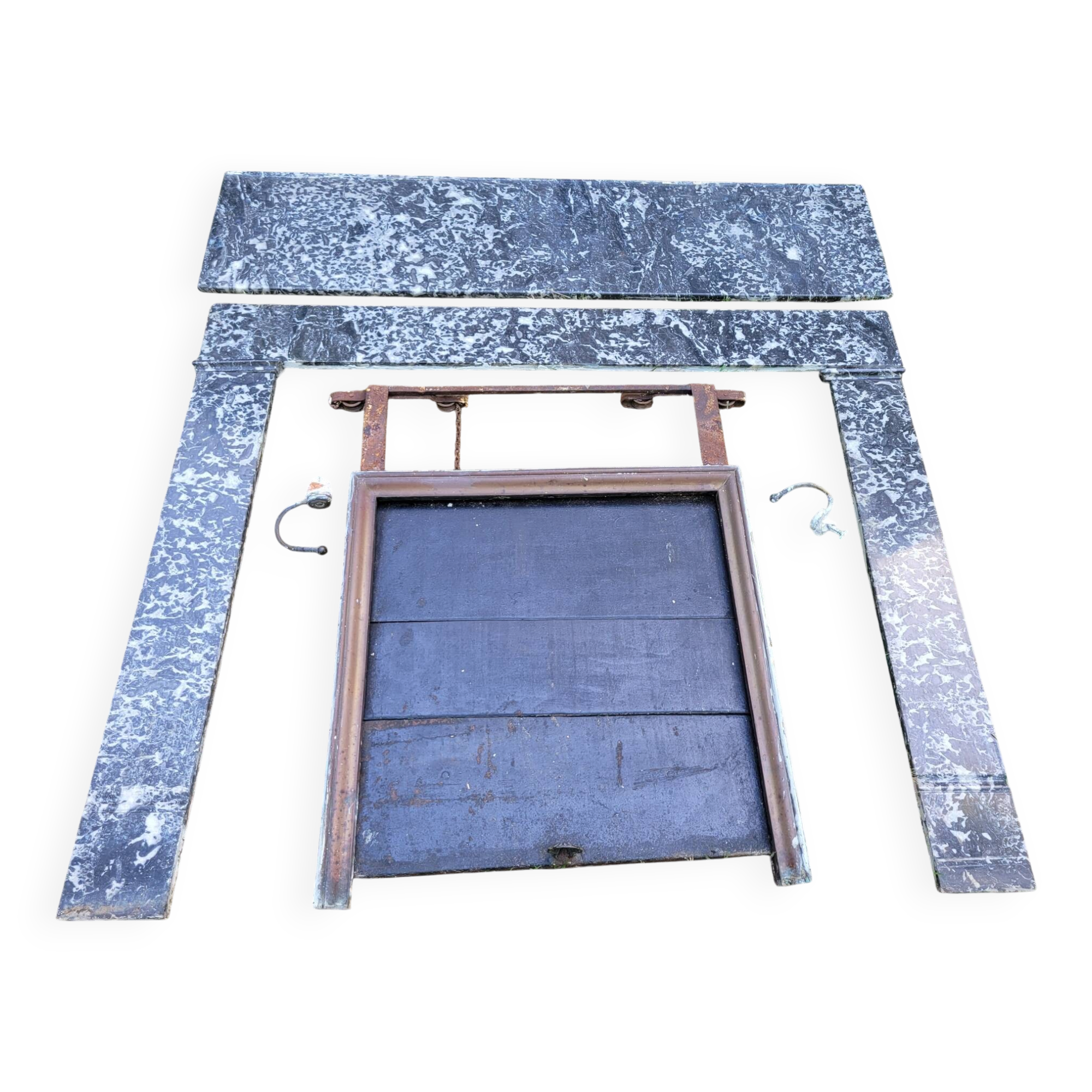 Grey marble fireplace