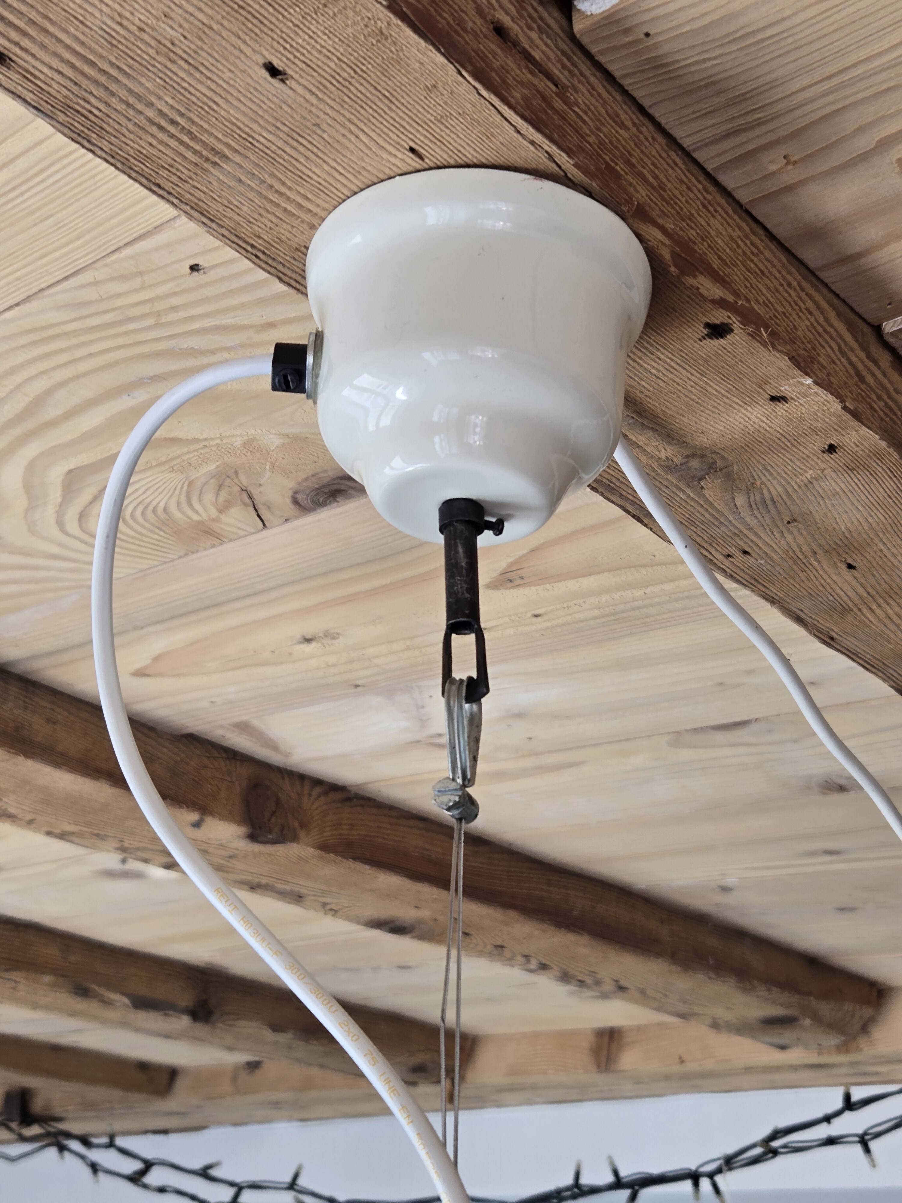 White fisherman's lamp or pendant light - Ucello design from the 80s