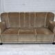 1960s, Danish 3-seater sofa, green furniture velour, oak wood legs.