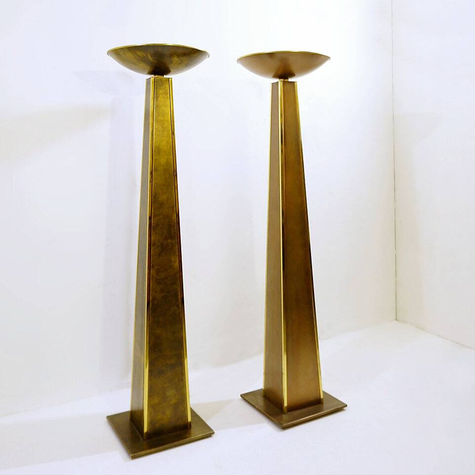 Pair of Large Torchiere Floor Lamps From Belgo Chrom - 1980s
