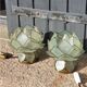 Pair of designer table lamps in turquoise blue green capiz mother-of-pearl from the 70s