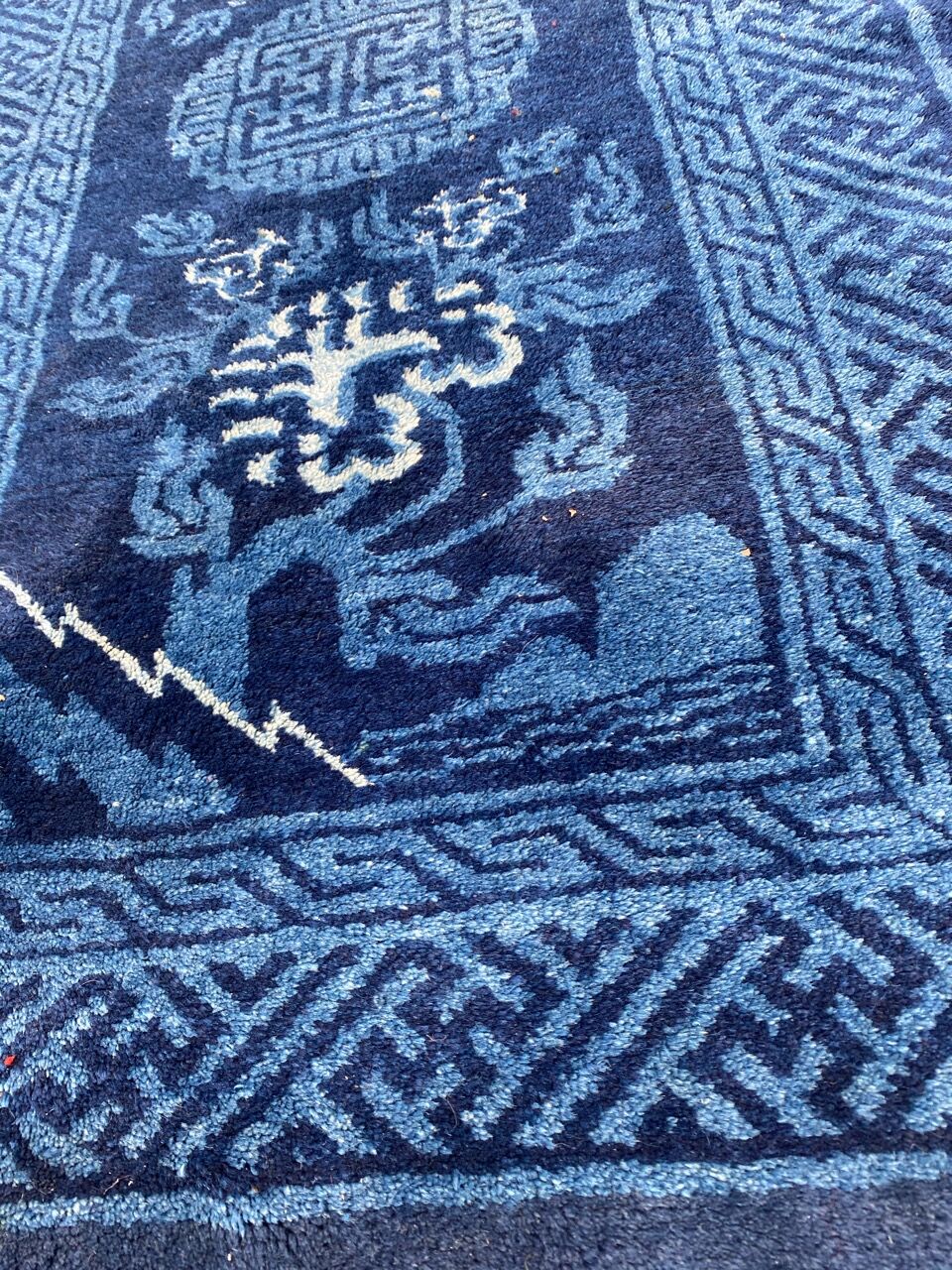 Small handmade old Chinese carpet 70x131 cm