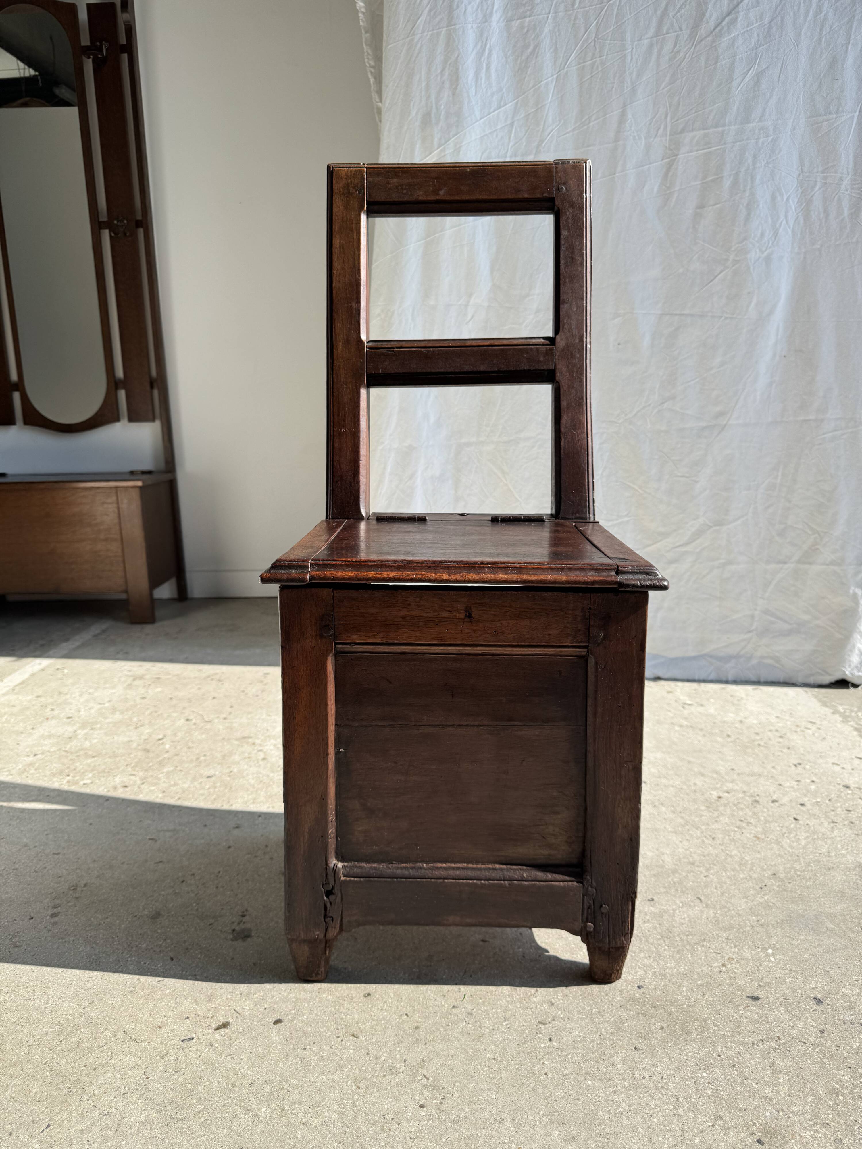 Antique oak chest chair