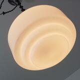 Art deco, metal and opaline hanging lamp
