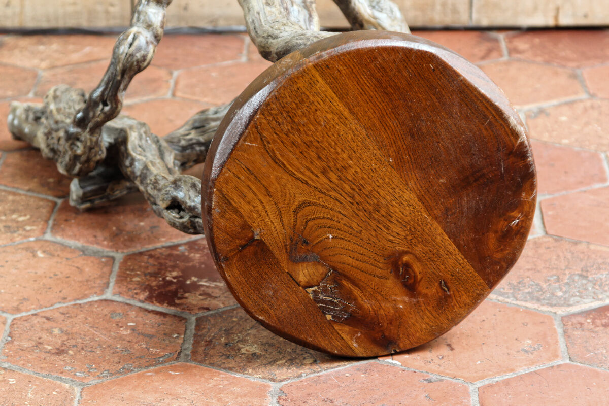 Brutalist stool, vines
