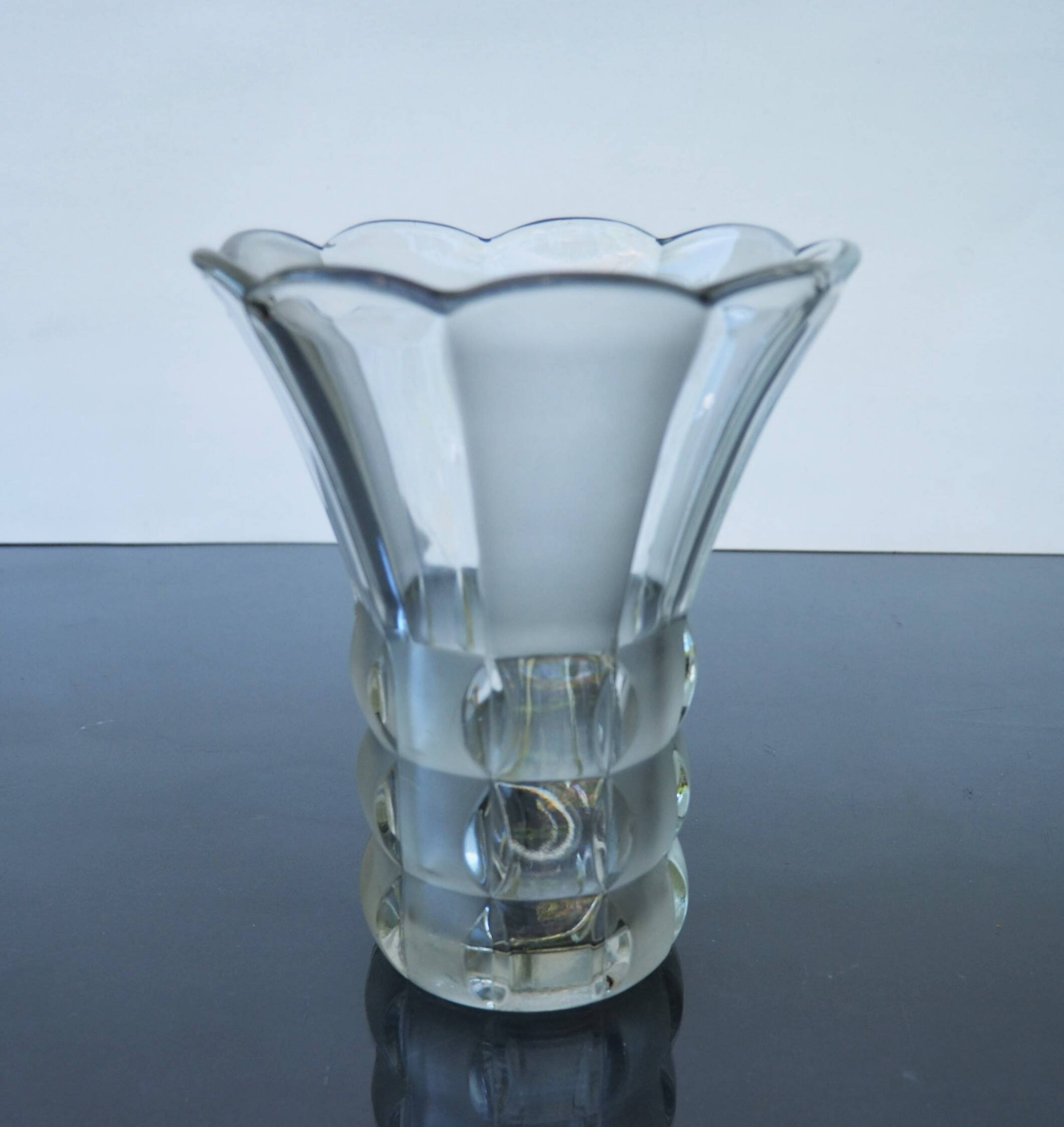 Art Deco Made in Czehoslovakia  Satin and Clear Glass - 22 cm tall