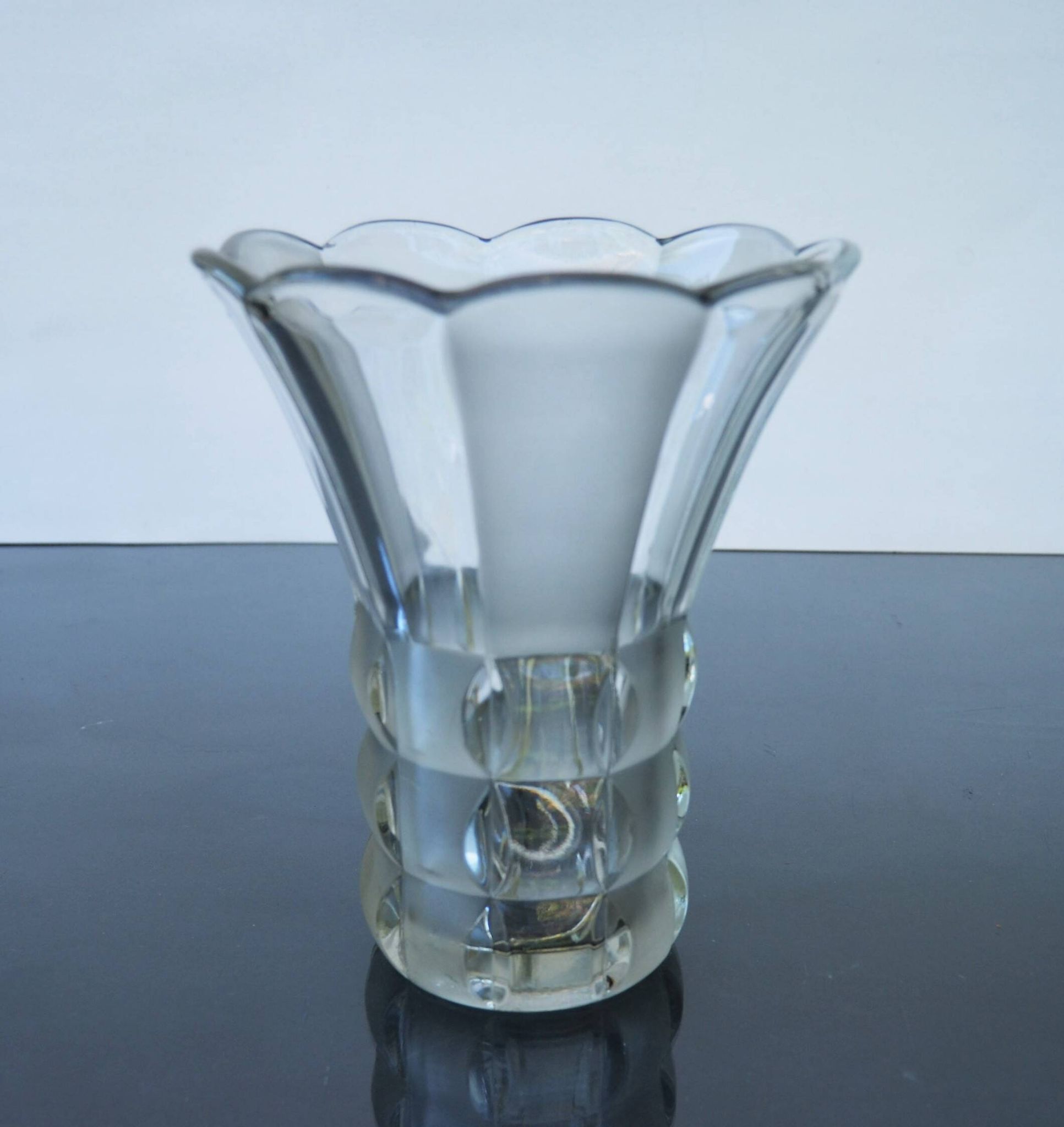 Art Deco Made in Czehoslovakia  Satin and Clear Glass - 22 cm tall