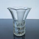 Art Deco Made in Czehoslovakia  Satin and Clear Glass - 22 cm tall