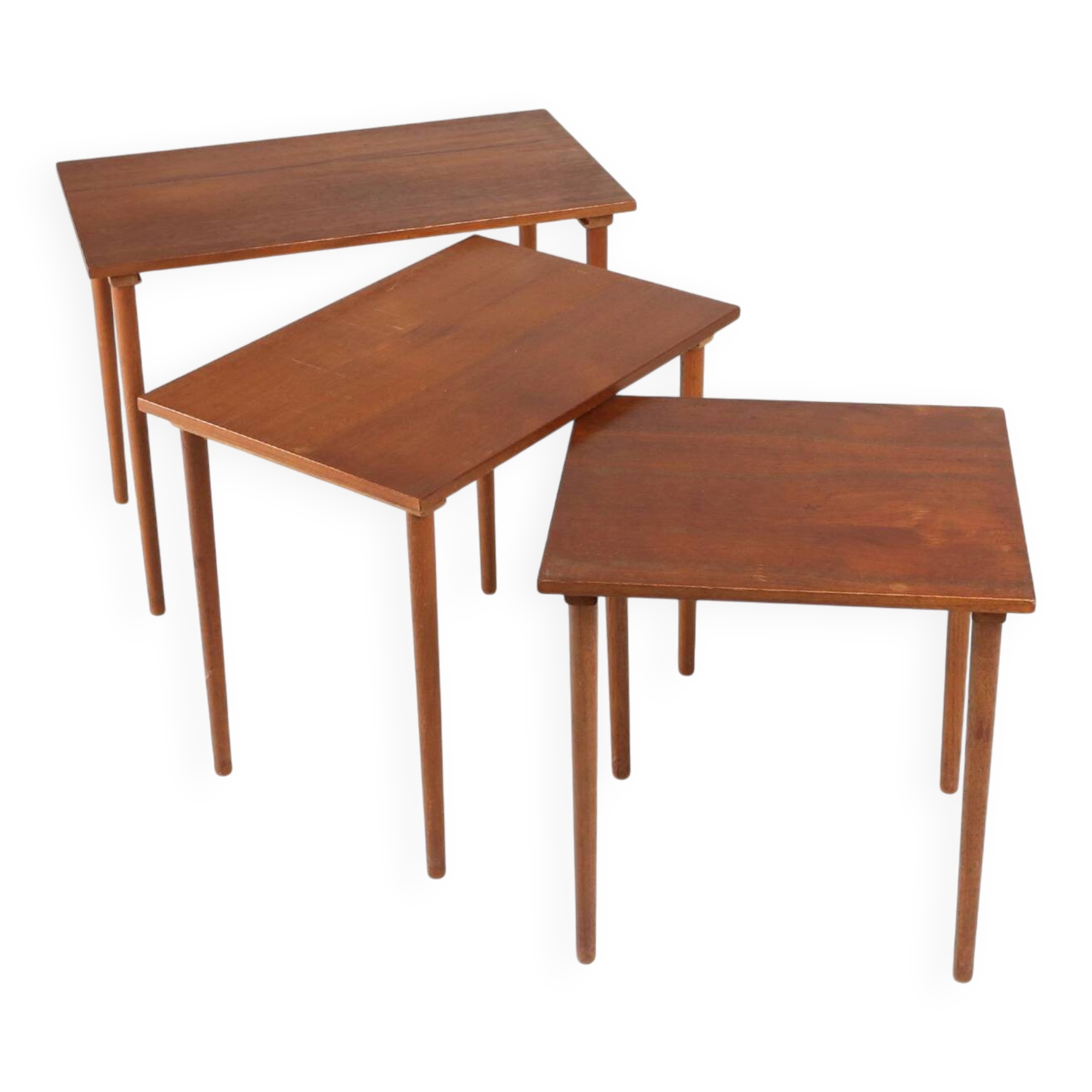 Set of 3 Scandinavian Teak Nesting Tables, Denmark 1960s