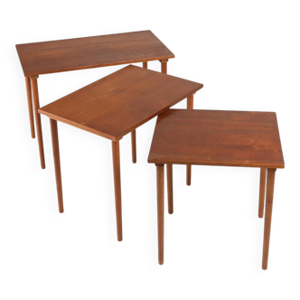 Set of 3 Scandinavian Teak Nesting Tables, Denmark 1960s