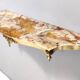 Vintage Wall-Mounted Brass Console Table with Yellow Onyx Top, Italy