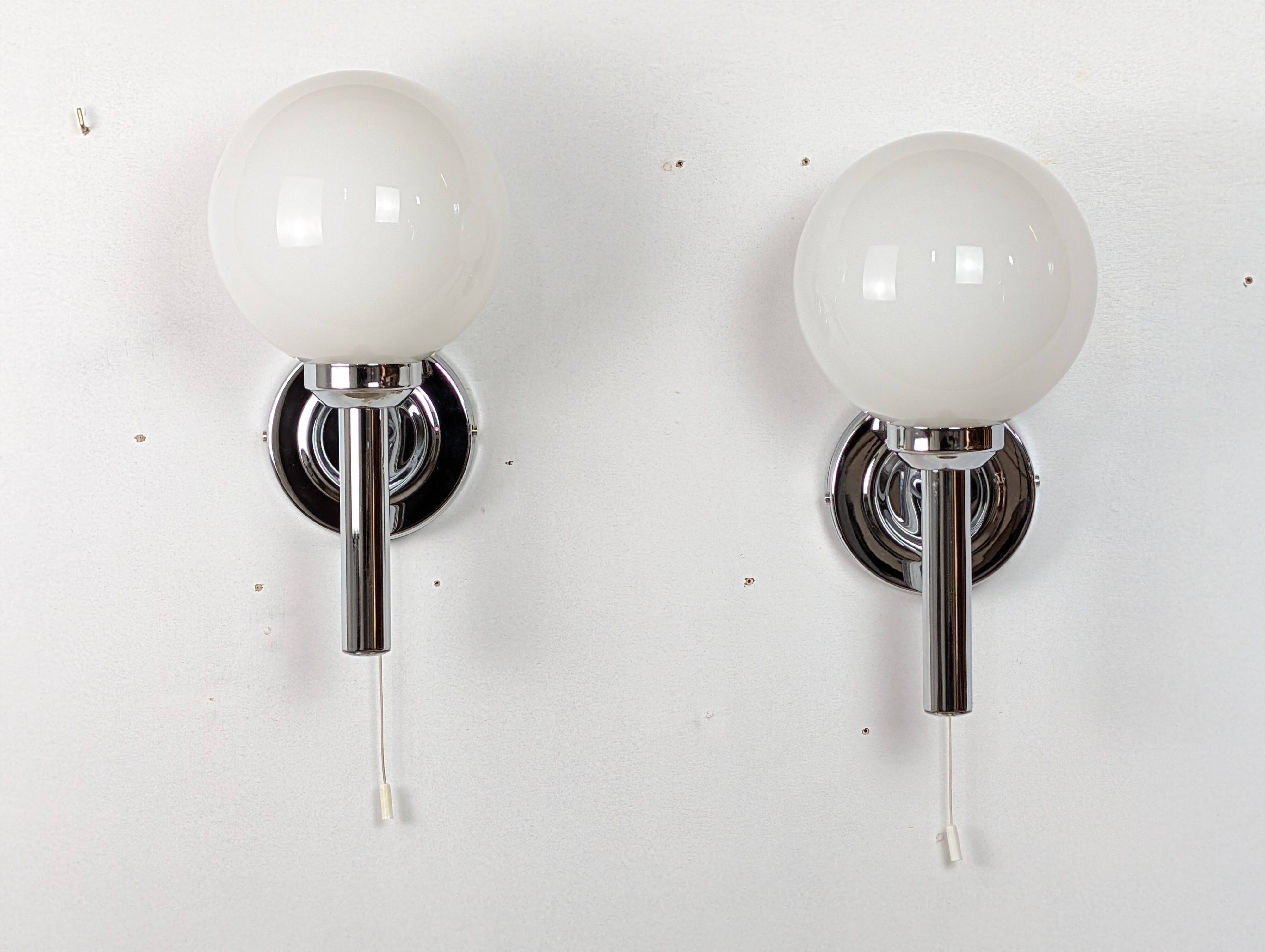 Pair of chrome wall lights