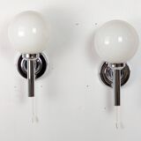 Pair of chrome wall lights