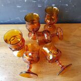 Vintage 1960s amber glasses series of 6