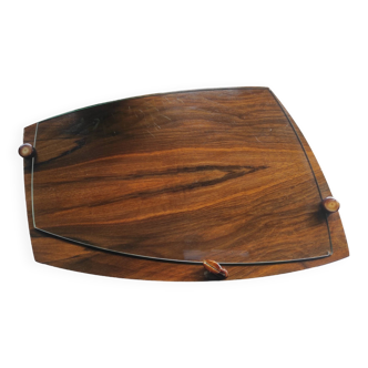 Vintage art deco style wood and glass cheese board