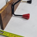 Vintage coat rack, three double tricolor hooks, 50-60s, 53 cm
