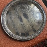 Round silver metal tray