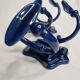 Pair of 1910 art nouveau period coat hooks in blue enameled cast iron