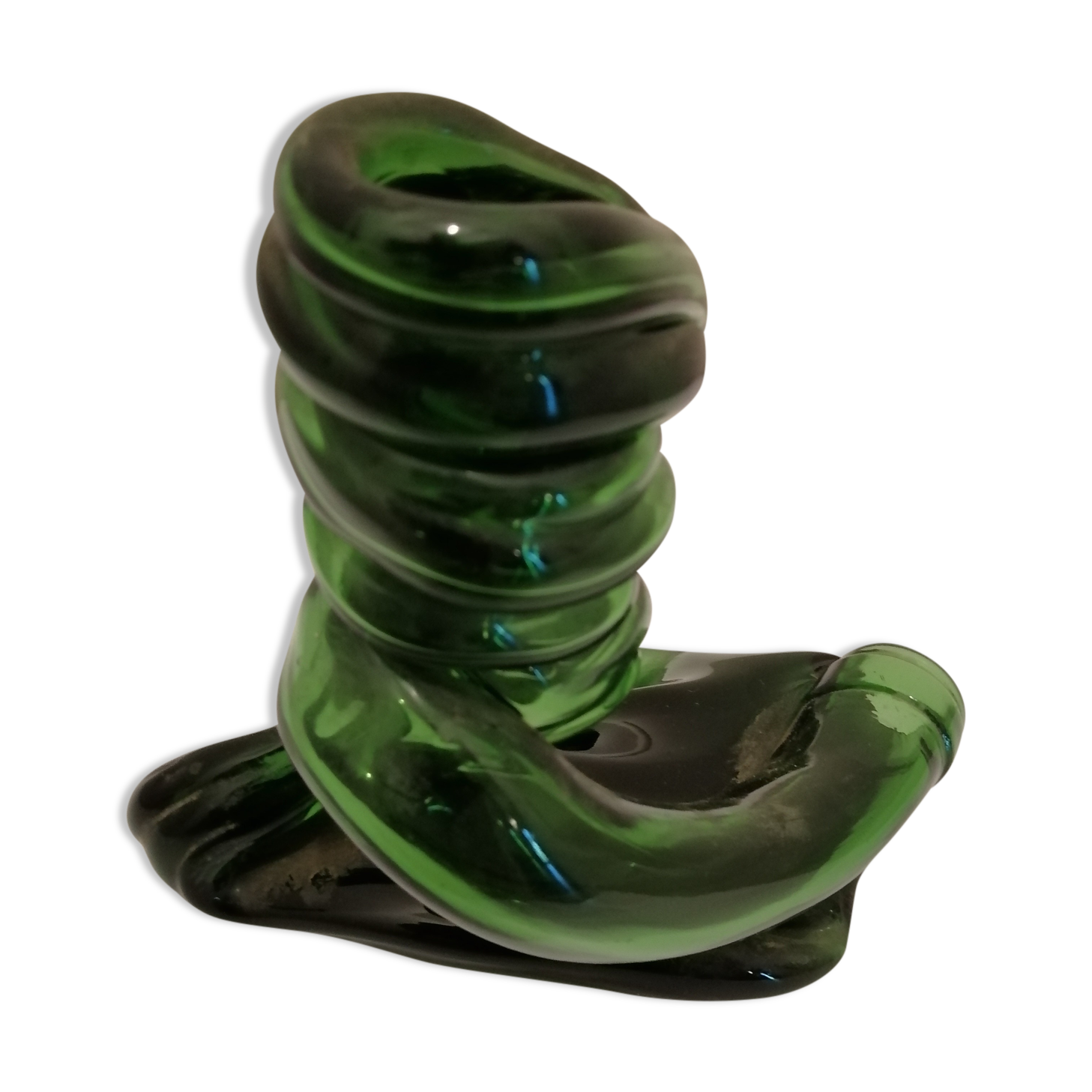 Blow glass crumple candle holder