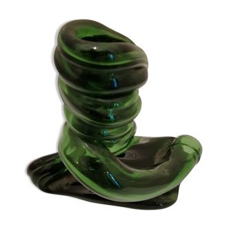 Blow glass crumple candle holder