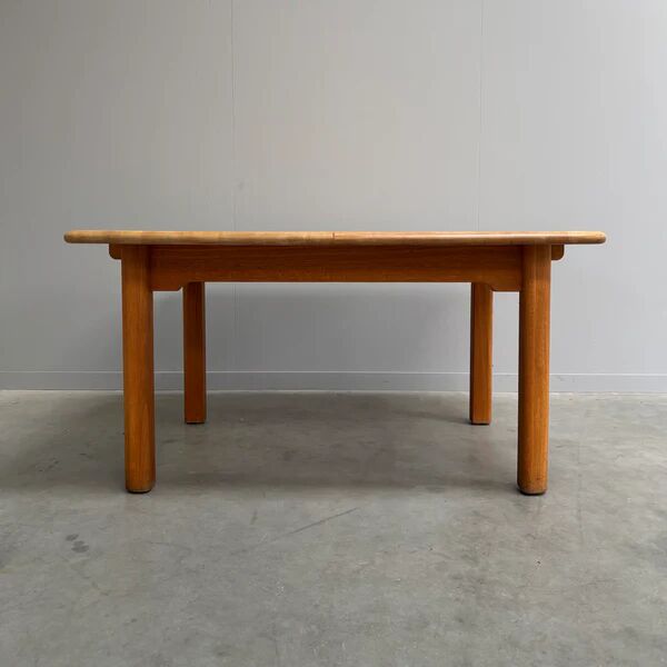 Large solid oak dining table by Wasa, 1990s