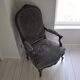 Antique armchair from the Napoléon III era, black wood with grey embossed velvet.
