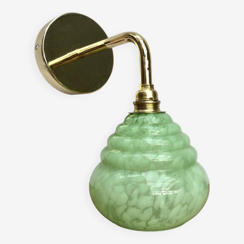 Tulip wall lamp in mint green Clichy glass
