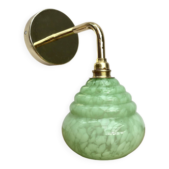 Tulip wall lamp in mint green Clichy glass
