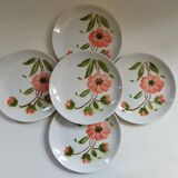 5 dessert plates from Moulin des Loups, Orchies, Gisèle model