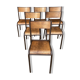 Set of 6 vintage industrial school chairs for communities mullca delagrave tube & wood